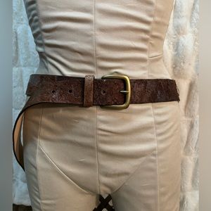 Genuine dark brown distressed leather belt size large